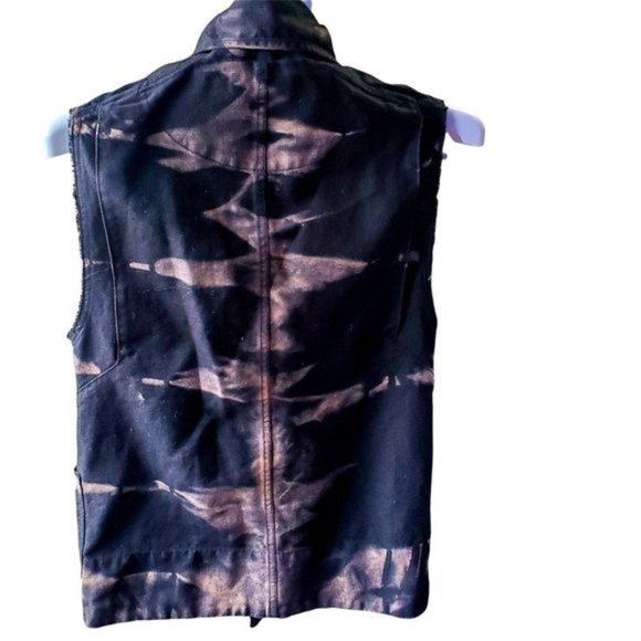 ARITZIA Wilfred Free Blk Tie Dye Linen Cotton Moto Vest, XXS - Picture 2 of 9
